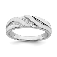Load image into Gallery viewer, 14k White Gold 3-Stone 1/10 carat Diamond Complete Men&#39;s Ring
