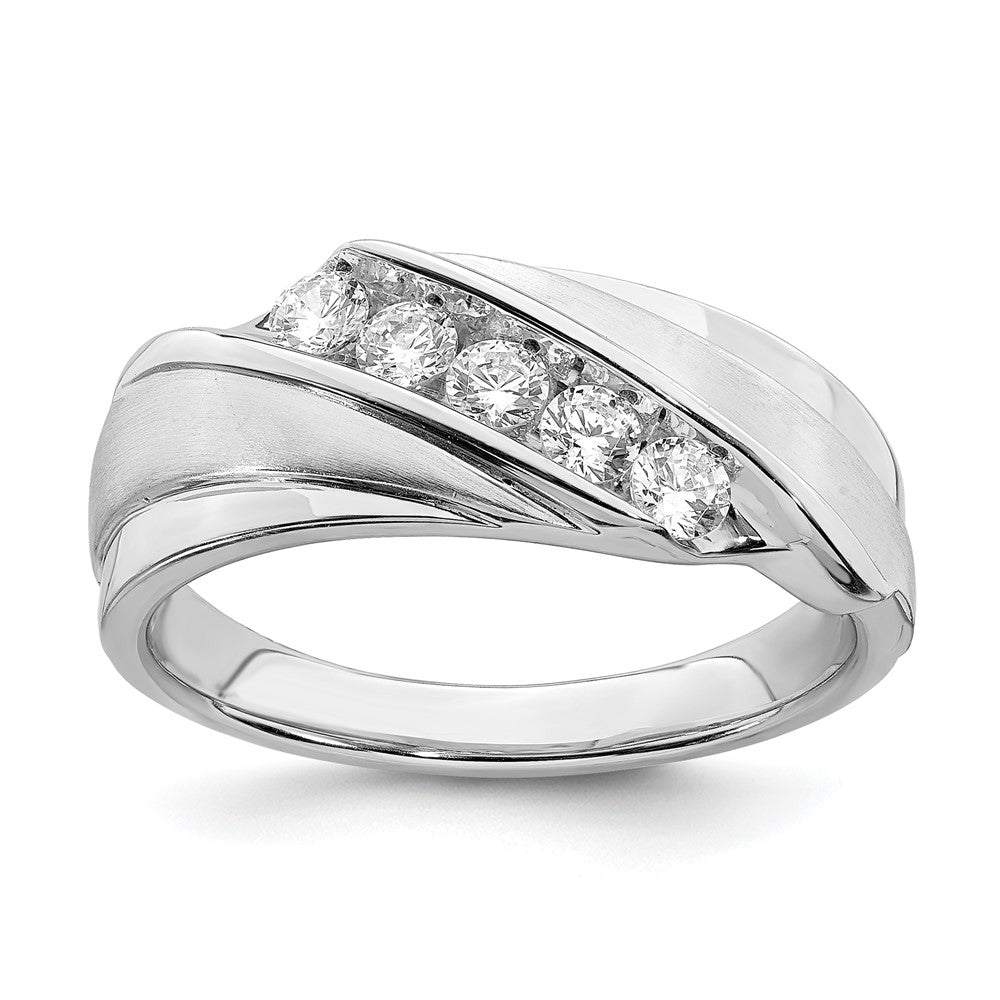 14k White Gold 5-Stone 1/2 carat Diamond Complete Men's Band