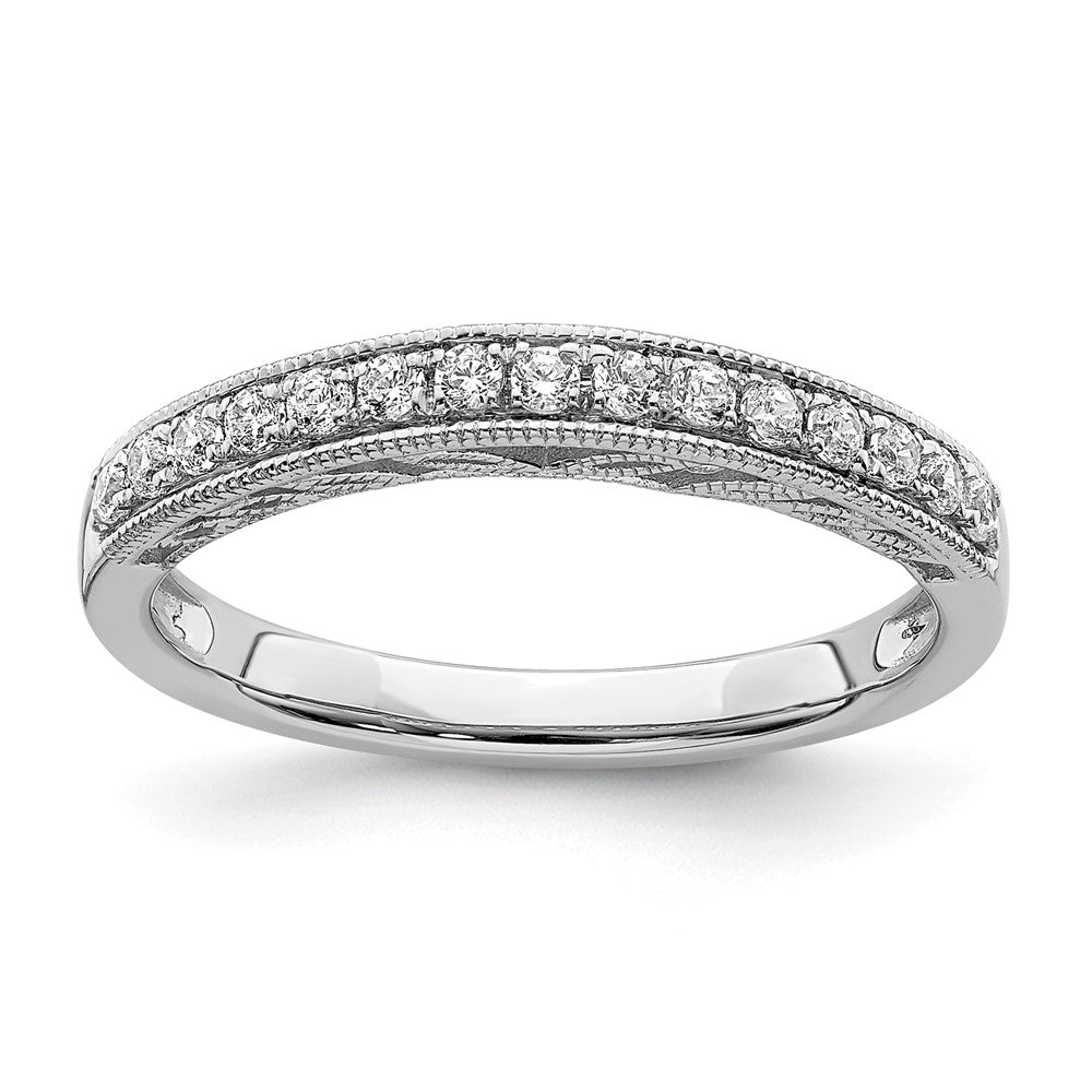 14k White Gold 1/5 carat Diamond Contoured Complete Wedding Band