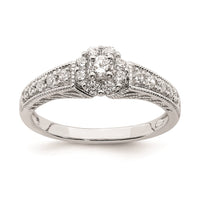 Load image into Gallery viewer, 14k White Gold Halo Cluster 1/2 carat Diamond Complete Engagement Ring
