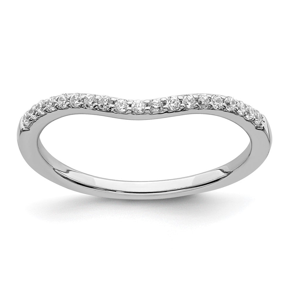 14k White Gold 1/6 carat Diamond Contoured Complete Wedding Band