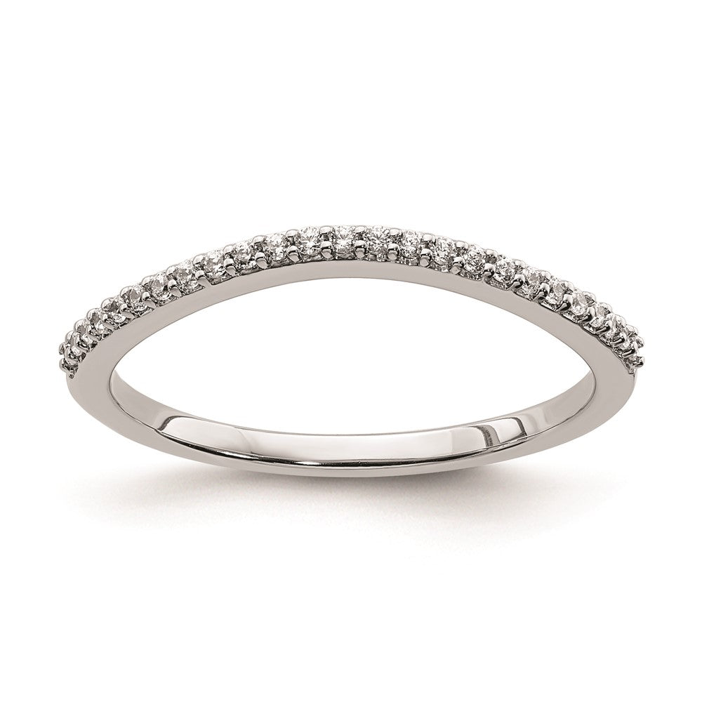 14k White Gold 1/8 carat Diamond Contoured Complete Wedding Band
