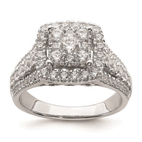 Load image into Gallery viewer, 14k White Gold Square Halo Cluster 1.3 carat Diamond Complete Engagement Ring
