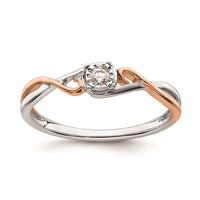 Load image into Gallery viewer, First Promise 14k White and Rose Gold Criss-Cross 1/20 carat Round Diamond Complete Promise/Engagement Ring
