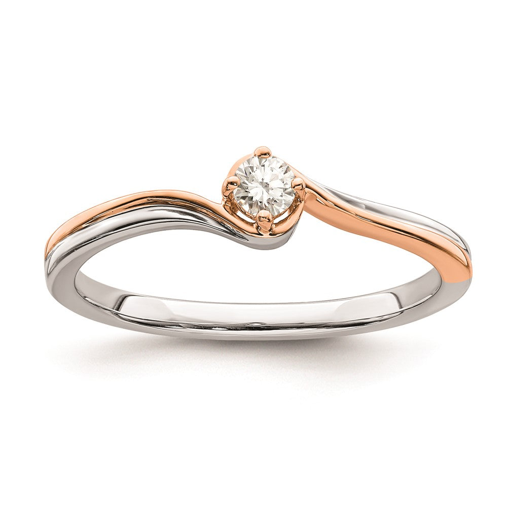 First Promise 14k White Gold and Rose Plating Bypass 1/8 carat Diamond Complete Promise/Engagement Ring