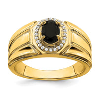 Load image into Gallery viewer, 14k Onyx and Diamond Mens Ring
