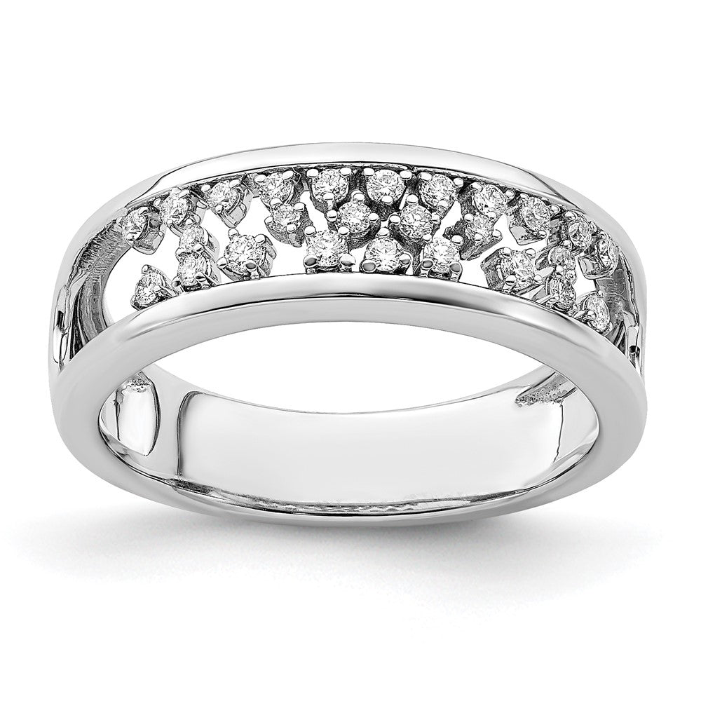 14k White Gold Polished Fancy Diamond Band