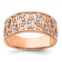 Load image into Gallery viewer, 14k Rose Gold Polished Diamond Fancy Filigree Band
