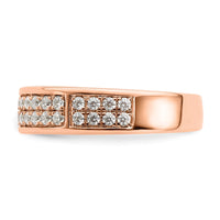 Load image into Gallery viewer, 14K Rose Gold 2-Row Pave 1/2 carat Diamond Complete Wedding Band
