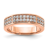 Load image into Gallery viewer, 14K Rose Gold 2-Row Pave 1/2 carat Diamond Complete Wedding Band
