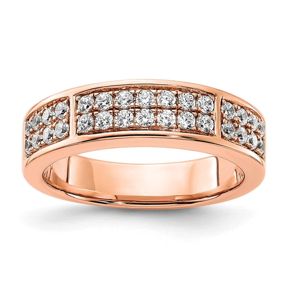 14K Rose Gold 2-Row Pave 1/2 carat Diamond Complete Wedding Band
