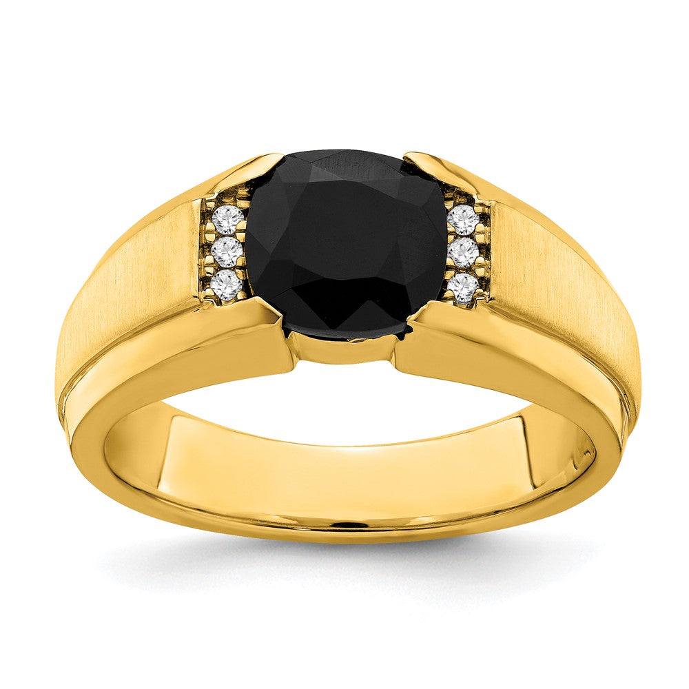 14k Onyx and Diamond Mens Ring