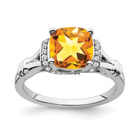 Load image into Gallery viewer, 14k White Gold Citrine and Diamond Ring
