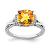 14k White Gold Citrine and Diamond Ring