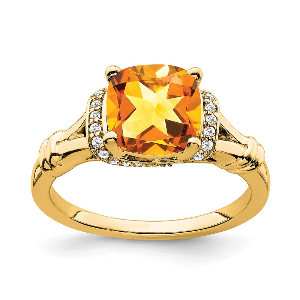 14k Citrine and Diamond Ring