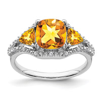 Load image into Gallery viewer, 14k White Gold Citrine and Diamond Ring
