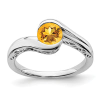 Load image into Gallery viewer, 14k White Gold Citrine Bypass Ring
