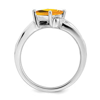 Load image into Gallery viewer, 14k White Gold Square Citrine and Diamond Ring
