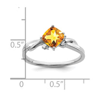 Load image into Gallery viewer, 14k White Gold Cushion Citrine and Diamond Ring
