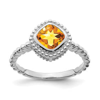 Load image into Gallery viewer, 14k White Gold Cushion Citrine Ring
