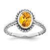 14k White Gold Oval Citrine Ring