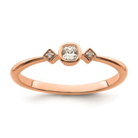 Load image into Gallery viewer, 14k Rose Gold Petite 3-Stone 1/15 carat Cushion-cut Diamond Complete Promise/Engagement Ring
