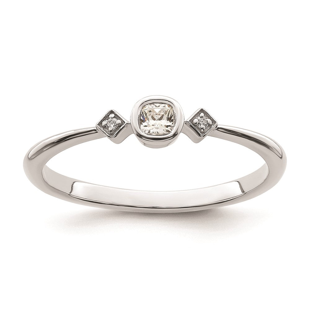14k White Gold Petite 3-Stone 1/15 carat Cushion-cut Diamond Complete Promise/Engagement Ring