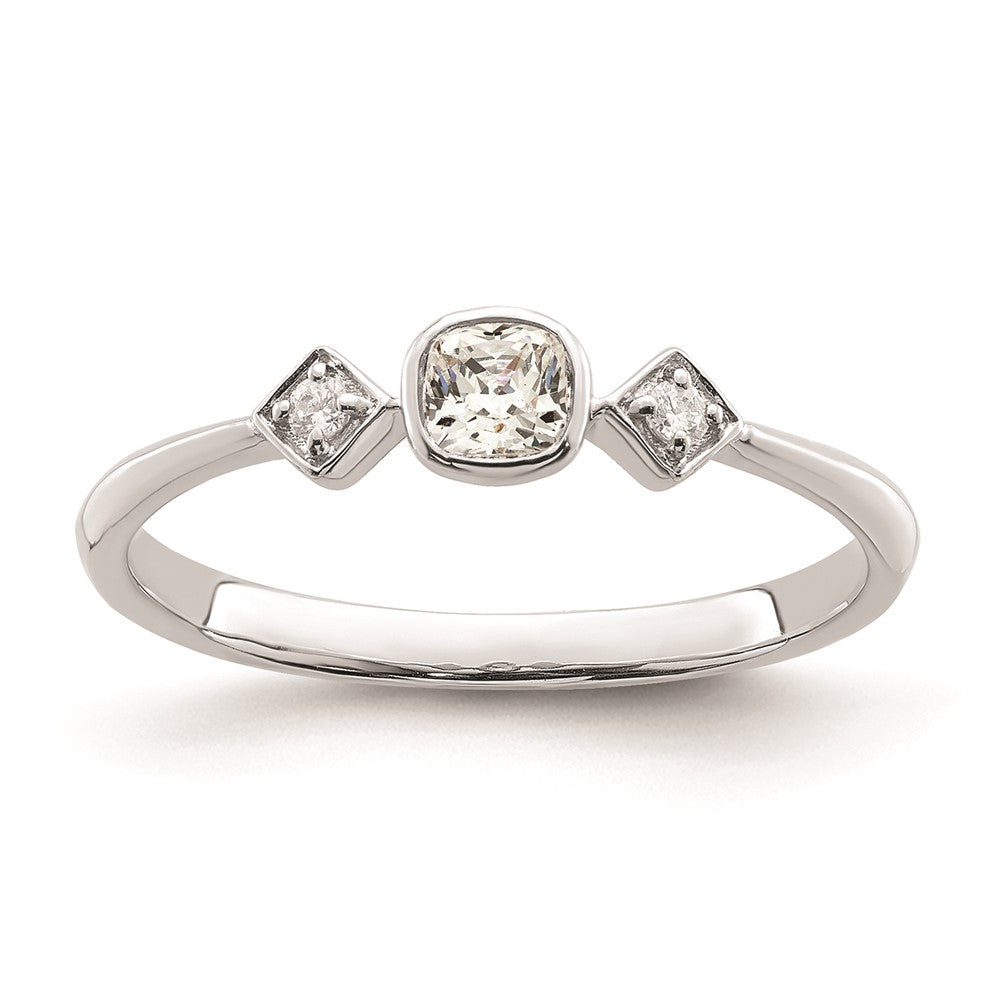14k White Gold Petite 3-Stone 1/4 carat Cushion-cut Diamond Complete Promise/Engagement Ring