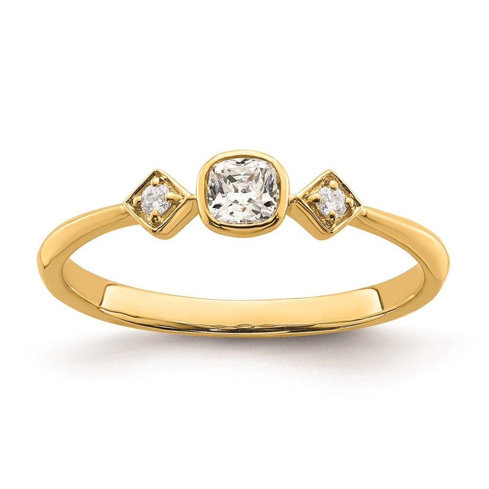 14k Petite 3-Stone 1/4 carat Cushion-cut Diamond Complete Promise/Engagement Ring