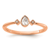 Load image into Gallery viewer, 14k Rose Gold Petite 3-Stone 1/15 carat Pear Diamond Complete Promise/Engagement Ring
