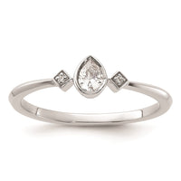 Load image into Gallery viewer, 14k White Gold Petite 3-Stone 1/15 carat Pear Diamond Complete Promise/Engagement Ring

