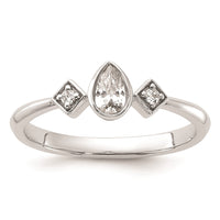 Load image into Gallery viewer, 14k White Gold Petite 3-Stone 1/4 carat Pear Diamond Complete Promise/Engagement Ring
