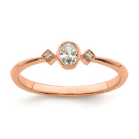 Load image into Gallery viewer, 14k Rose Gold Petite 3-Stone 1/15 carat Oval Diamond Complete Promise/Engagement Ring
