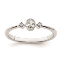 Load image into Gallery viewer, 14k White Gold Petite 3-Stone 1/15 carat Oval Diamond Complete Promise/Engagement Ring
