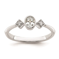 Load image into Gallery viewer, 14k White Gold Petite 3-Stone 1/4 carat Oval Diamond Complete Promise/Engagement Ring
