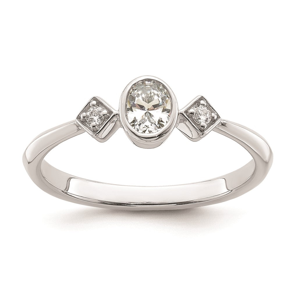 14k White Gold Petite 3-Stone 1/4 carat Oval Diamond Complete Promise/Engagement Ring