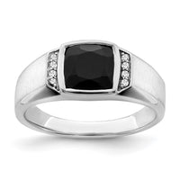 Load image into Gallery viewer, 14k White Gold Onyx and Diamond Mens Ring
