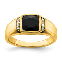 Load image into Gallery viewer, 14k Onyx and Diamond Mens Ring
