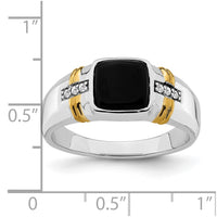 Load image into Gallery viewer, 14k Two-tone Onyx and Diamond Mens Ring
