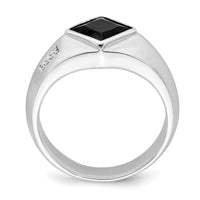 Load image into Gallery viewer, 14k White Gold Onyx and Diamond Mens Ring
