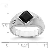 Load image into Gallery viewer, 14k White Gold Onyx and Diamond Mens Ring
