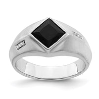 Load image into Gallery viewer, 14k White Gold Onyx and Diamond Mens Ring
