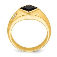 Load image into Gallery viewer, 14k Onyx and Diamond Satin Mens Ring
