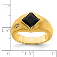 Load image into Gallery viewer, 14k Onyx and Diamond Satin Mens Ring
