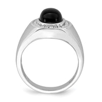 Load image into Gallery viewer, 14k White Gold Oval Onyx and Diamond Mens Ring
