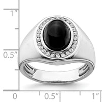Load image into Gallery viewer, 14k White Gold Oval Onyx and Diamond Mens Ring
