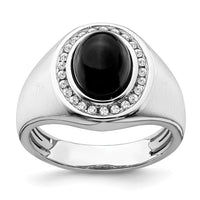 Load image into Gallery viewer, 14k White Gold Oval Onyx and Diamond Mens Ring
