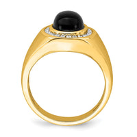 Load image into Gallery viewer, 14k Oval Onyx and Diamond Mens Ring
