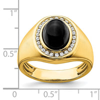 Load image into Gallery viewer, 14k Oval Onyx and Diamond Mens Ring
