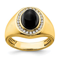 Load image into Gallery viewer, 14k Oval Onyx and Diamond Mens Ring
